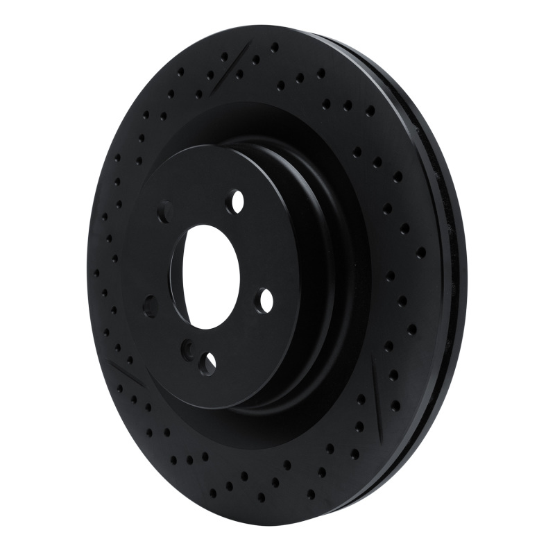 Mercedes-Benz C63 AMG Brake Rotor (1) - Rear - R1 Concepts - Drilled & Slotted - Black - `08-`15